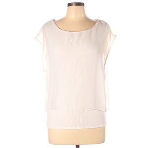 Harve Bernard sz L ivory 2 layer cap sleeve blouse